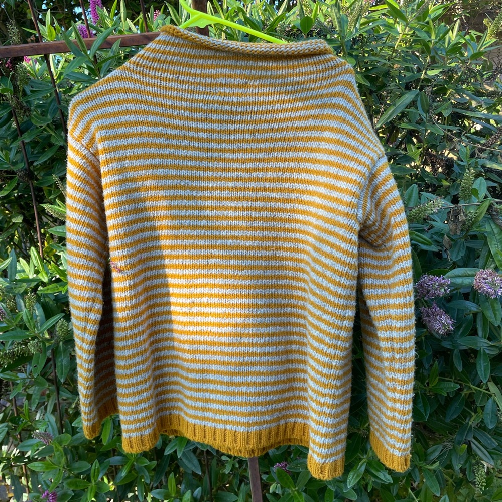 Babaa Striped Mustard and White Women's Sweater